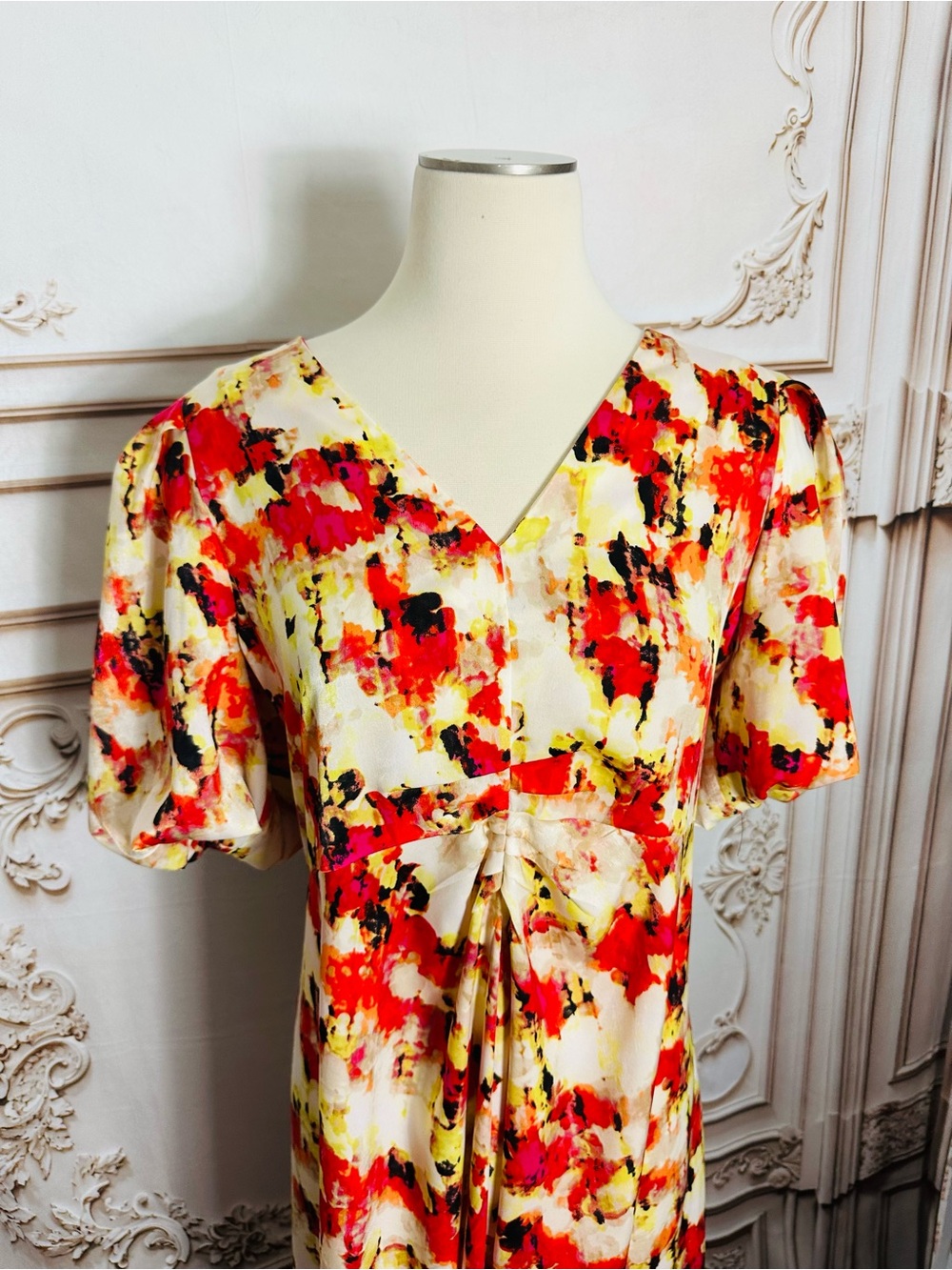 Dkny Cream Maxi Dress with Red Floral Print - Picture 6 of 13